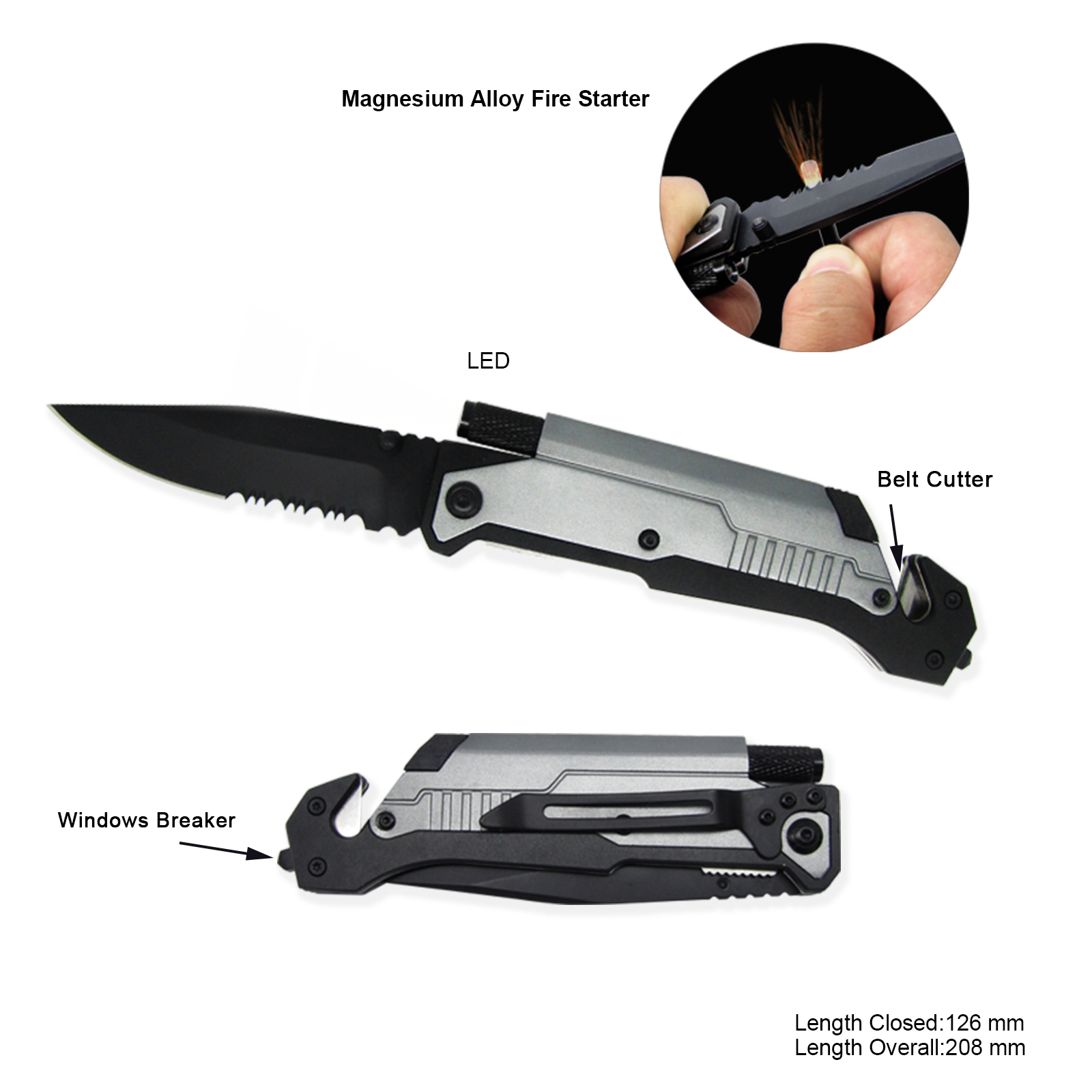 <b>#3486 Survival Knife with LED Flashlight </b>