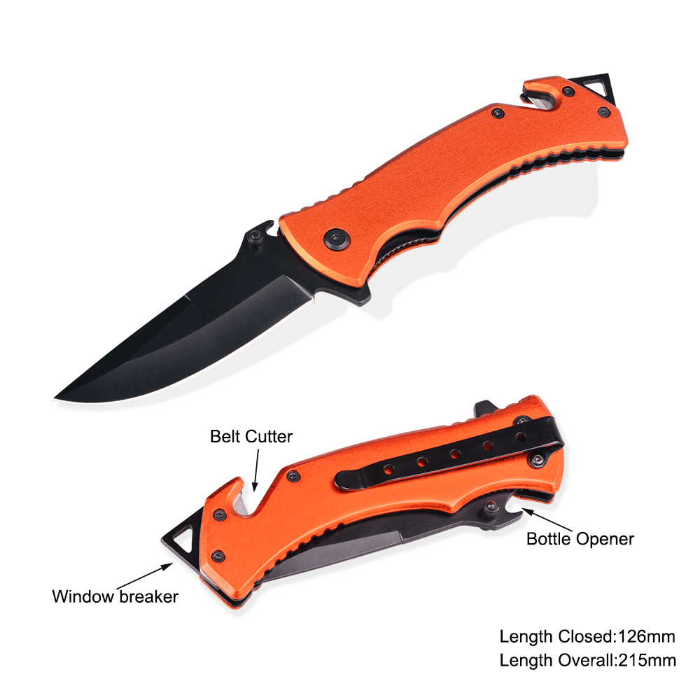 #3813 Survival Knife with Bottle Opener, Window Breaker & Belt Cutter 