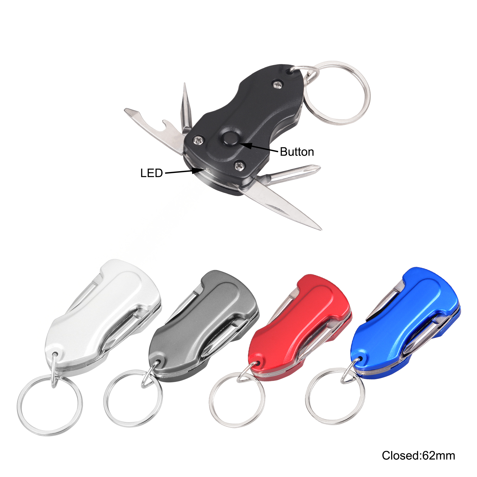 #6301 Multi Function Key Chain Tools with LED Torch 