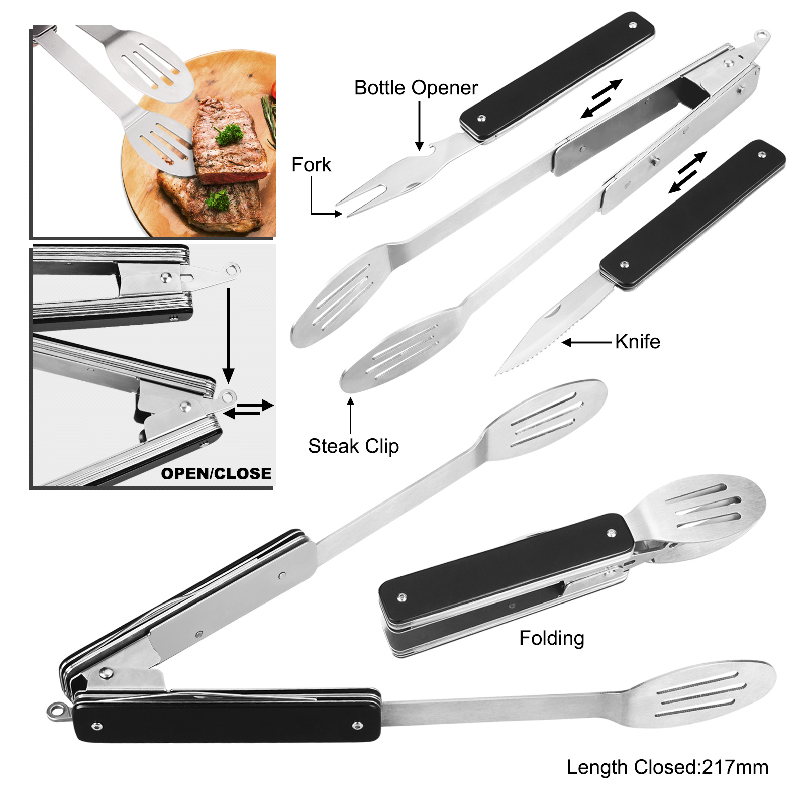 #6302 Foldable Multi Function Steak Clip