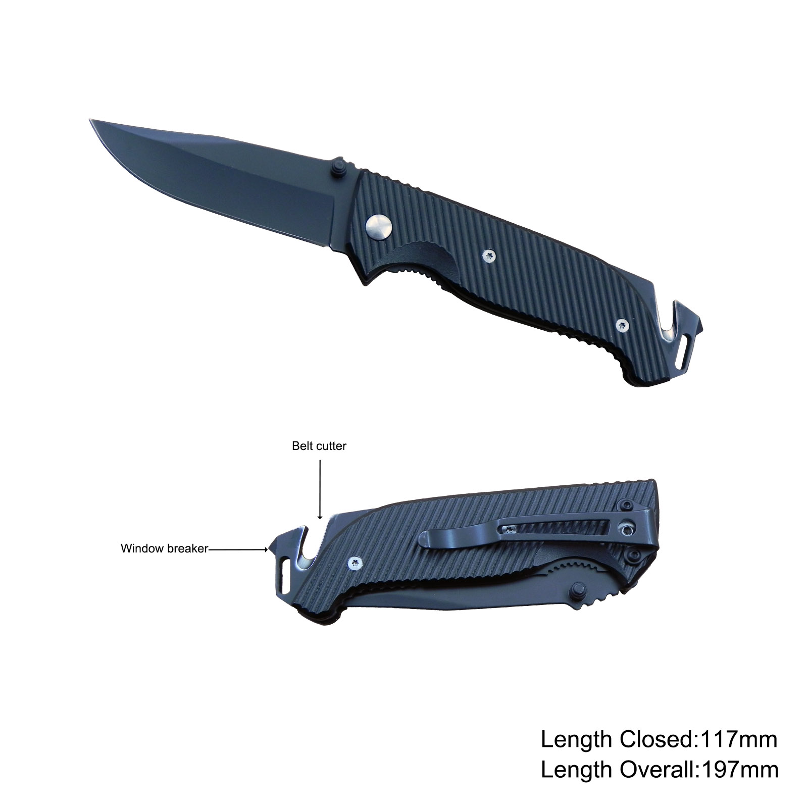 #3494 Survival Knife with Windows Breaker & Belt Cutter