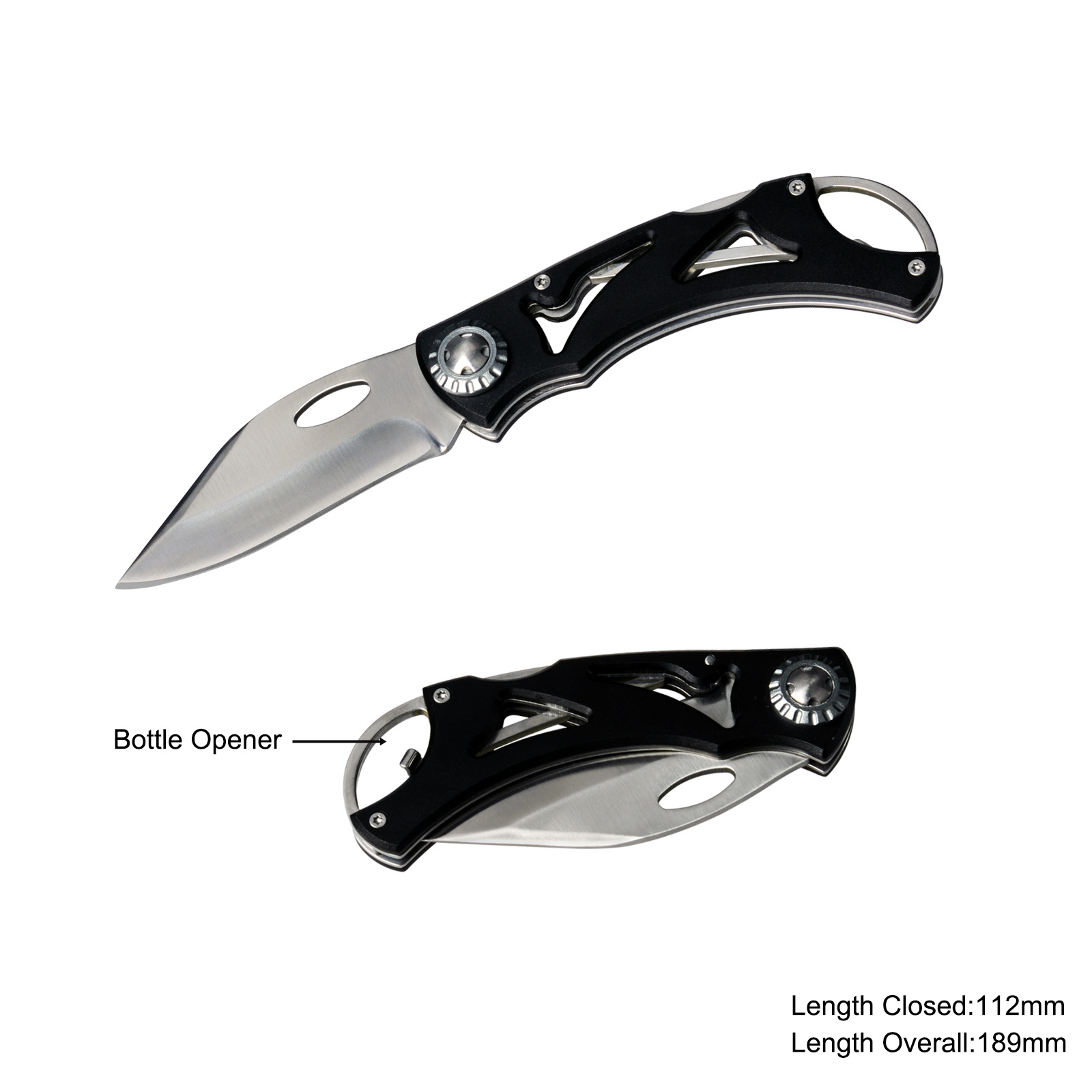 #3784 Folding Knife with Anodized Aluminum handle & Bottle Opener