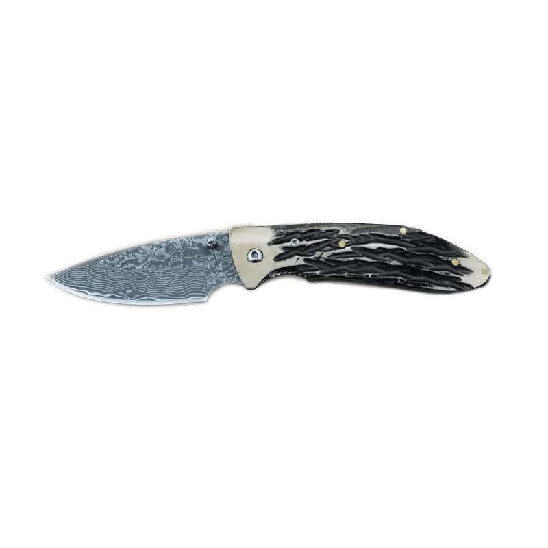 #DM001-OX Damascus Knife with OX Bone Handle