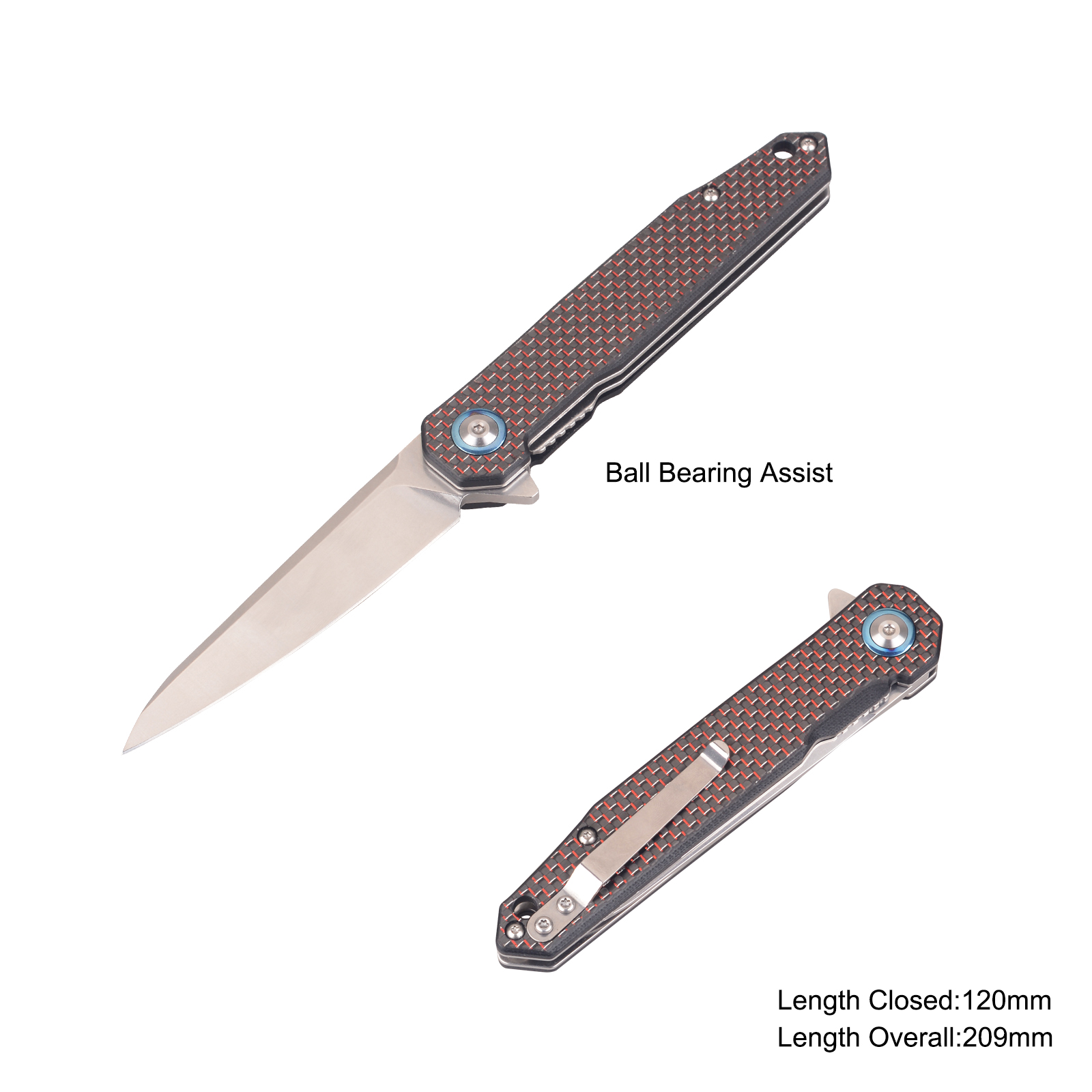 #31247-BBA Folding Damascus Knife with Ball Bearing Assist