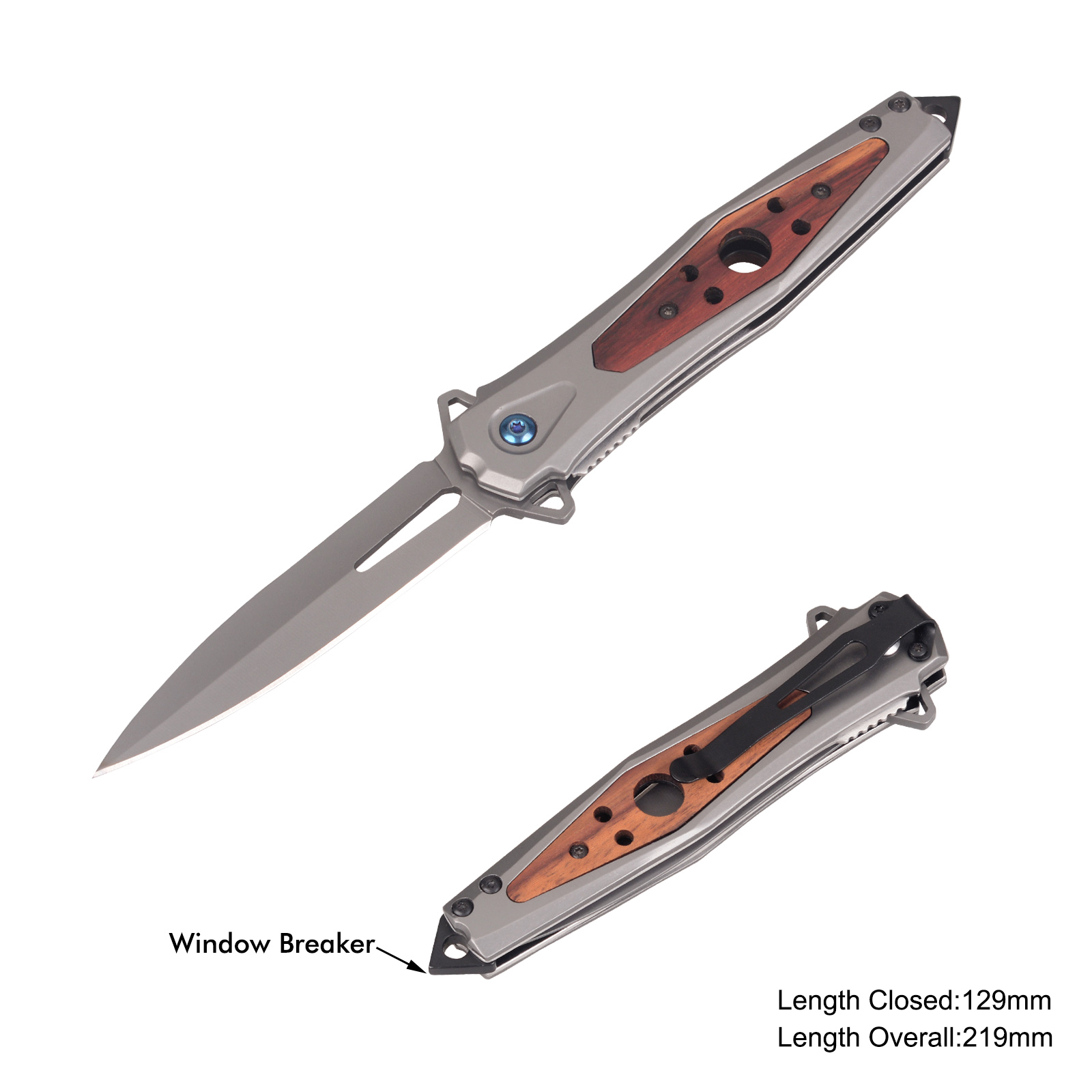 #31251 Folding Knife with Stainless Steel and Wooden Handle